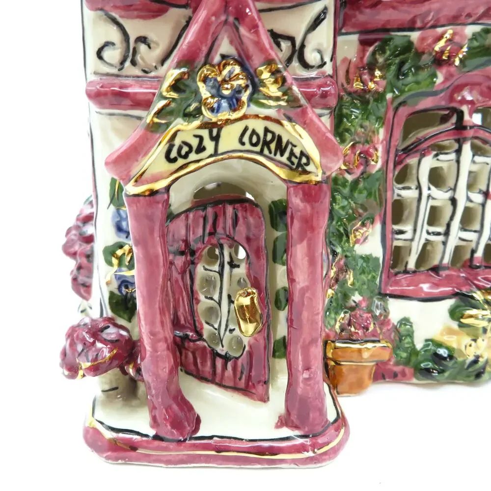 Blue Sky Clayworks Cozy Corner Tea Light House by Heather Goldminc 2000 Pink